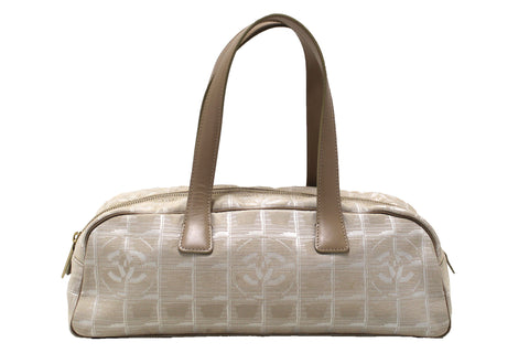 Authentic Chanel Vintage Beige CC Canvas Bowling Bag