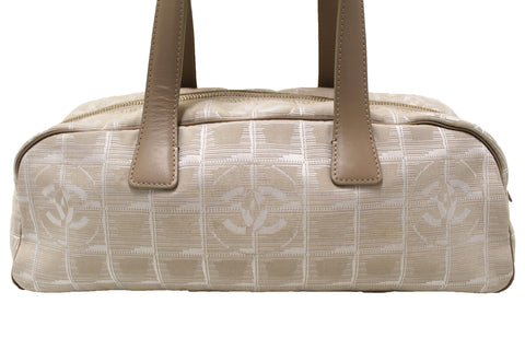 Authentic Chanel Vintage Beige CC Canvas Bowling Bag