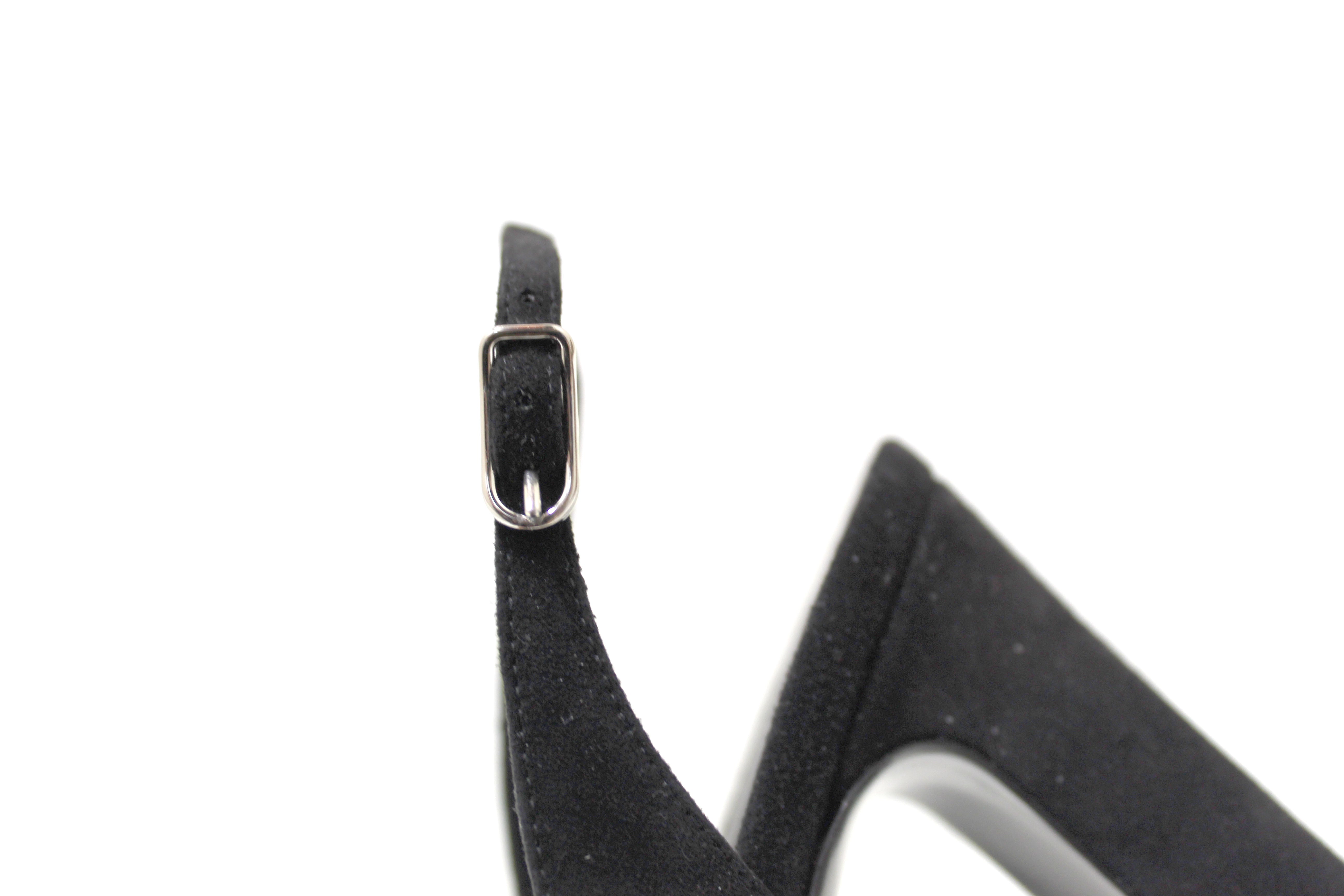 Authentic NEW Hermes Black Suede Goatskin Crystal Eternite 80 Sandal 38.5