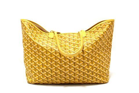 Authentic Goyard Yellow Chevron Print Coated Canvas St. Louis PM Tote Bag
