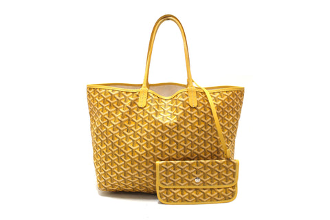 Authentic Goyard Yellow Chevron Print Coated Canvas St. Louis PM Tote Bag