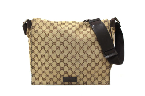 Authentic Gucci GG Monogram Flap Messenger Bag 145861
