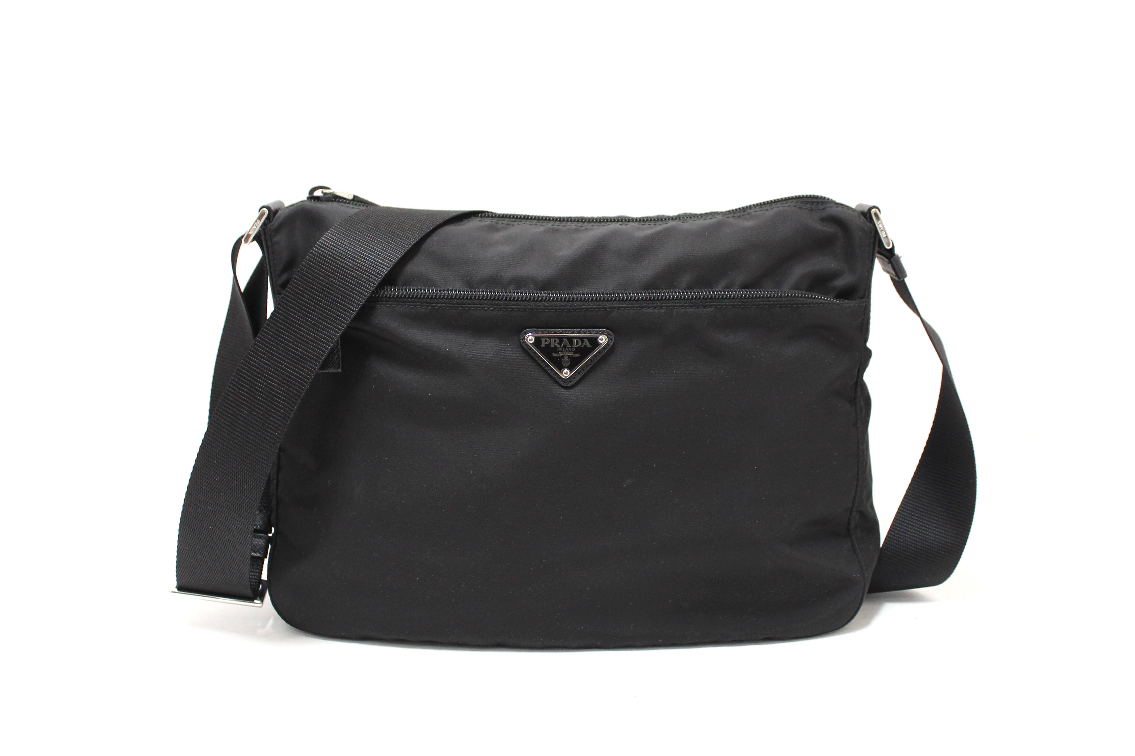 Authentic Prada Black Nylon Messenger Bag