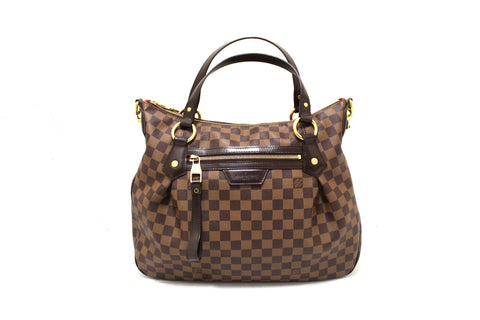 Authentic Louis Vuitton Damier Ebene Evora MM Tote Bag