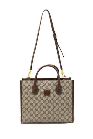 Authentic Gucci Brown GG Supreme Canvas Small Tote Bag