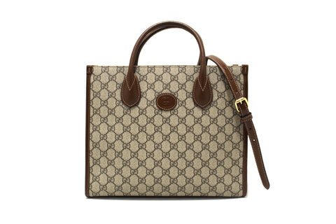 Authentic Gucci Brown GG Supreme Canvas Small Tote Bag