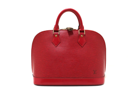Authentic Louis Vuitton Red Epi Leather Alma PM Handbag