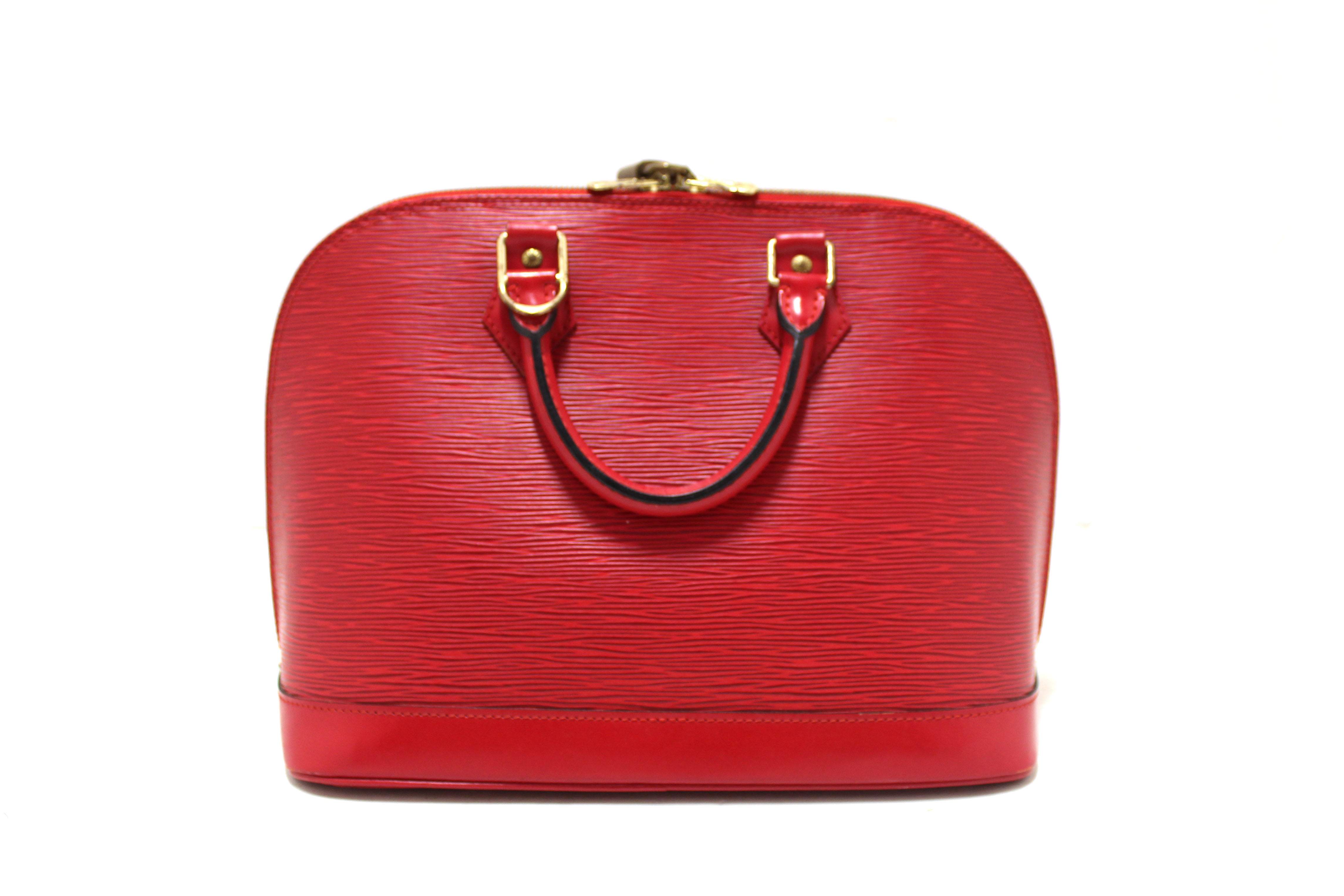 Authentic Louis Vuitton Red Epi Leather Alma PM Handbag