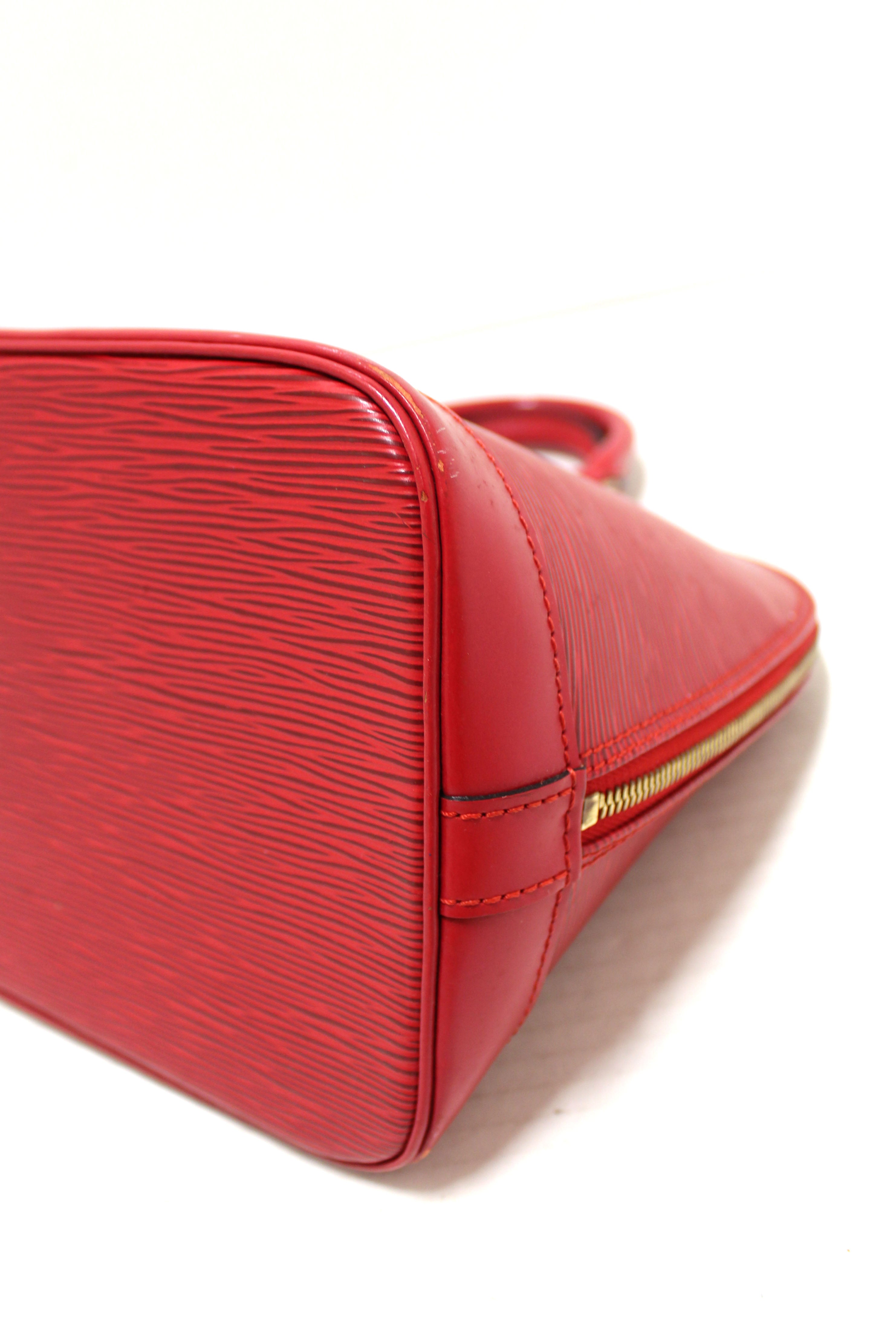 Authentic Louis Vuitton Red Epi Leather Alma PM Handbag