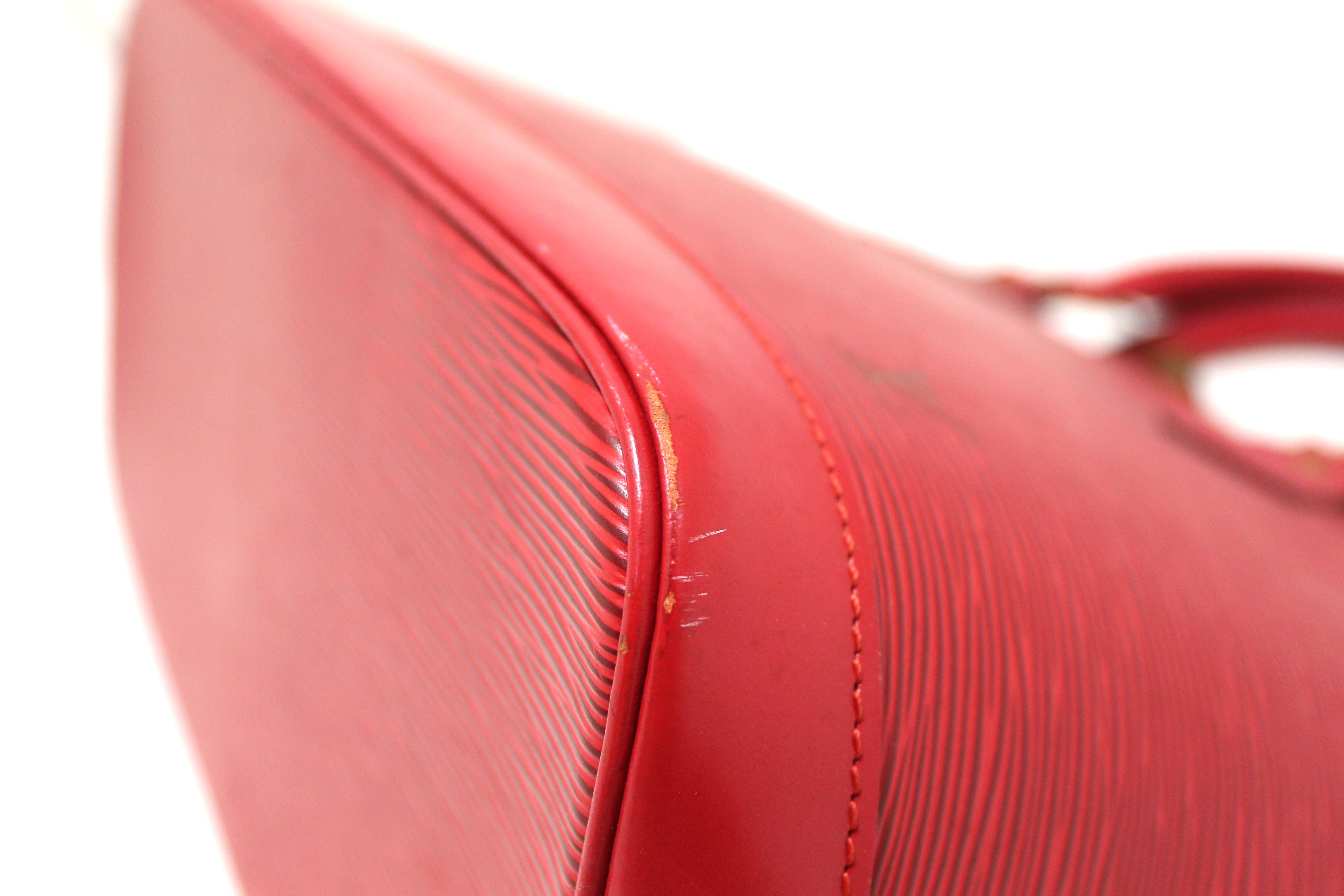 Authentic Louis Vuitton Red Epi Leather Alma PM Handbag
