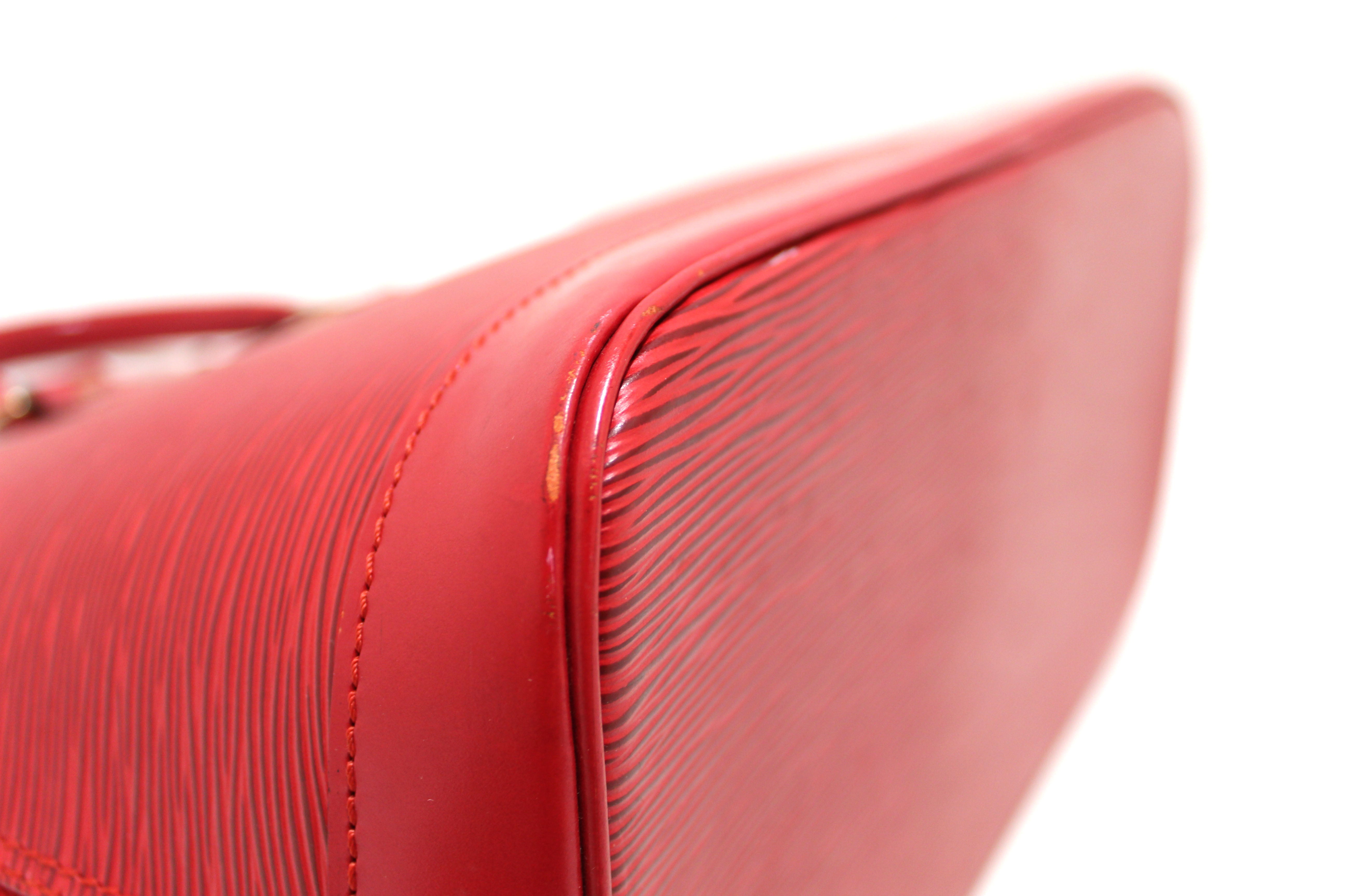 Authentic Louis Vuitton Red Epi Leather Alma PM Handbag