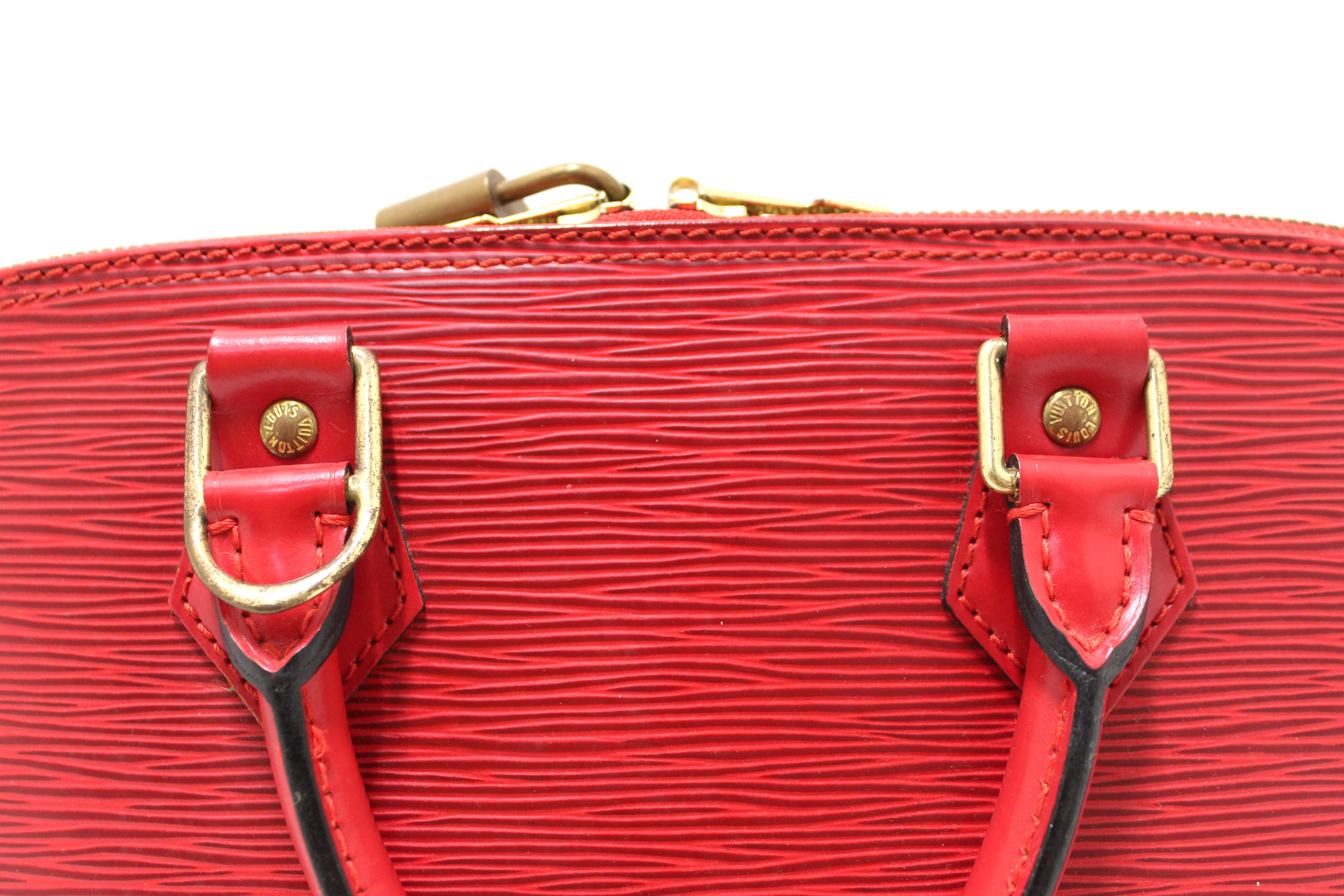Authentic Louis Vuitton Red Epi Leather Alma PM Handbag