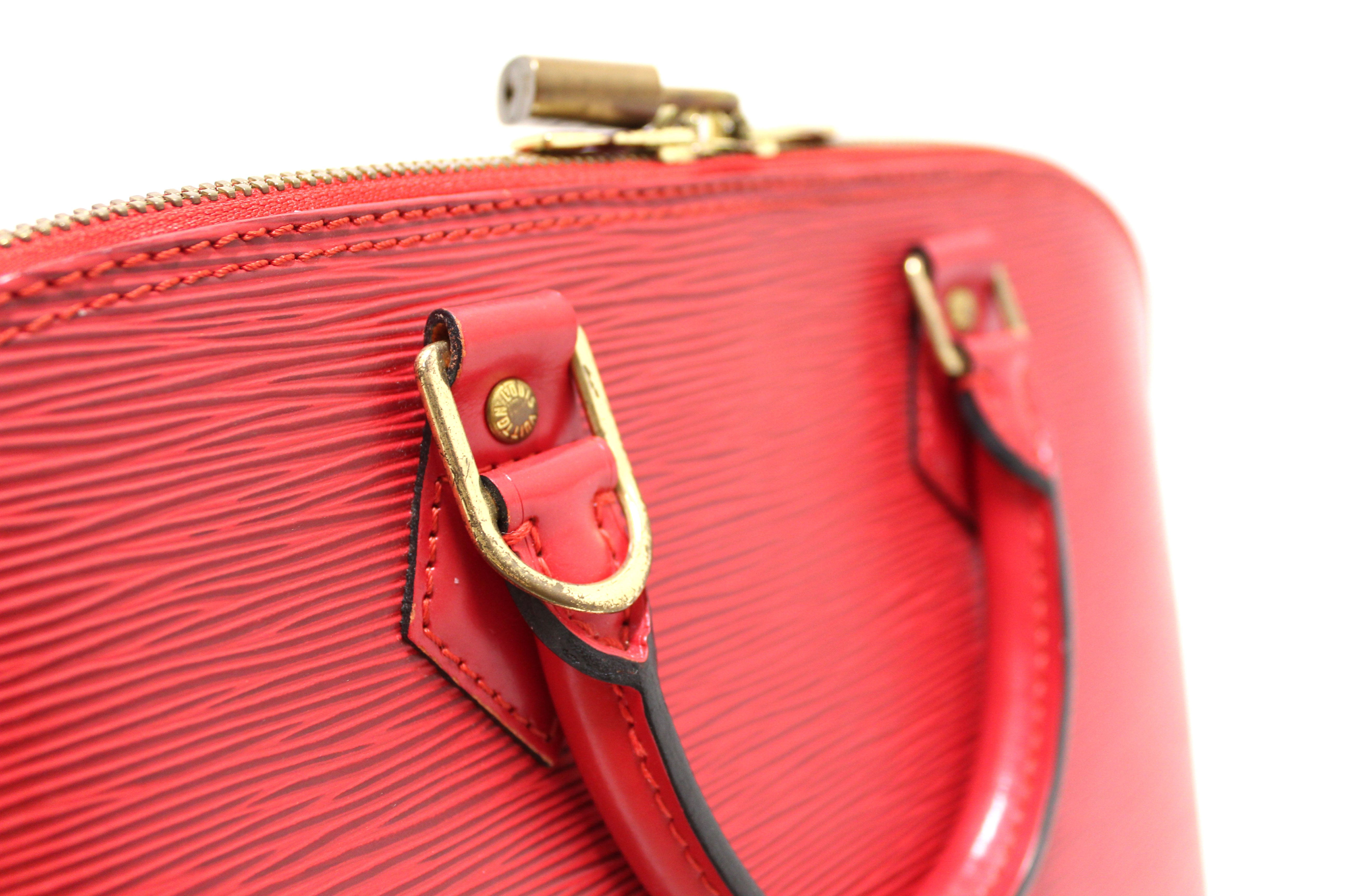 Authentic Louis Vuitton Red Epi Leather Alma PM Handbag