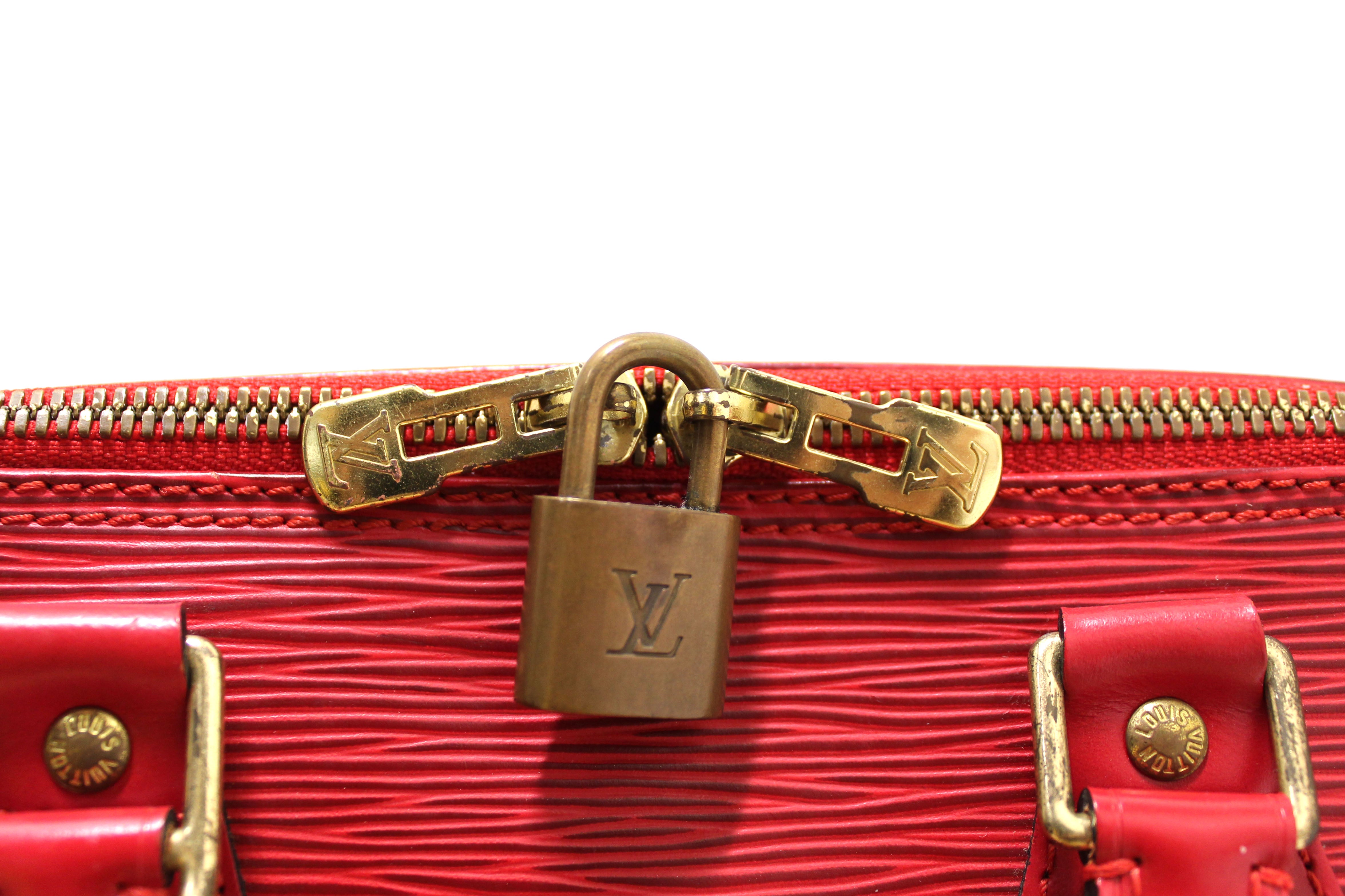 Authentic Louis Vuitton Red Epi Leather Alma PM Handbag