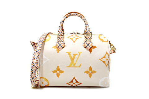 Authentic NEW Louis Vuitton Limited Edition Beige/Orange Monogram Giant By The Pool 2.0 Speedy 25 Bandouliere Bag
