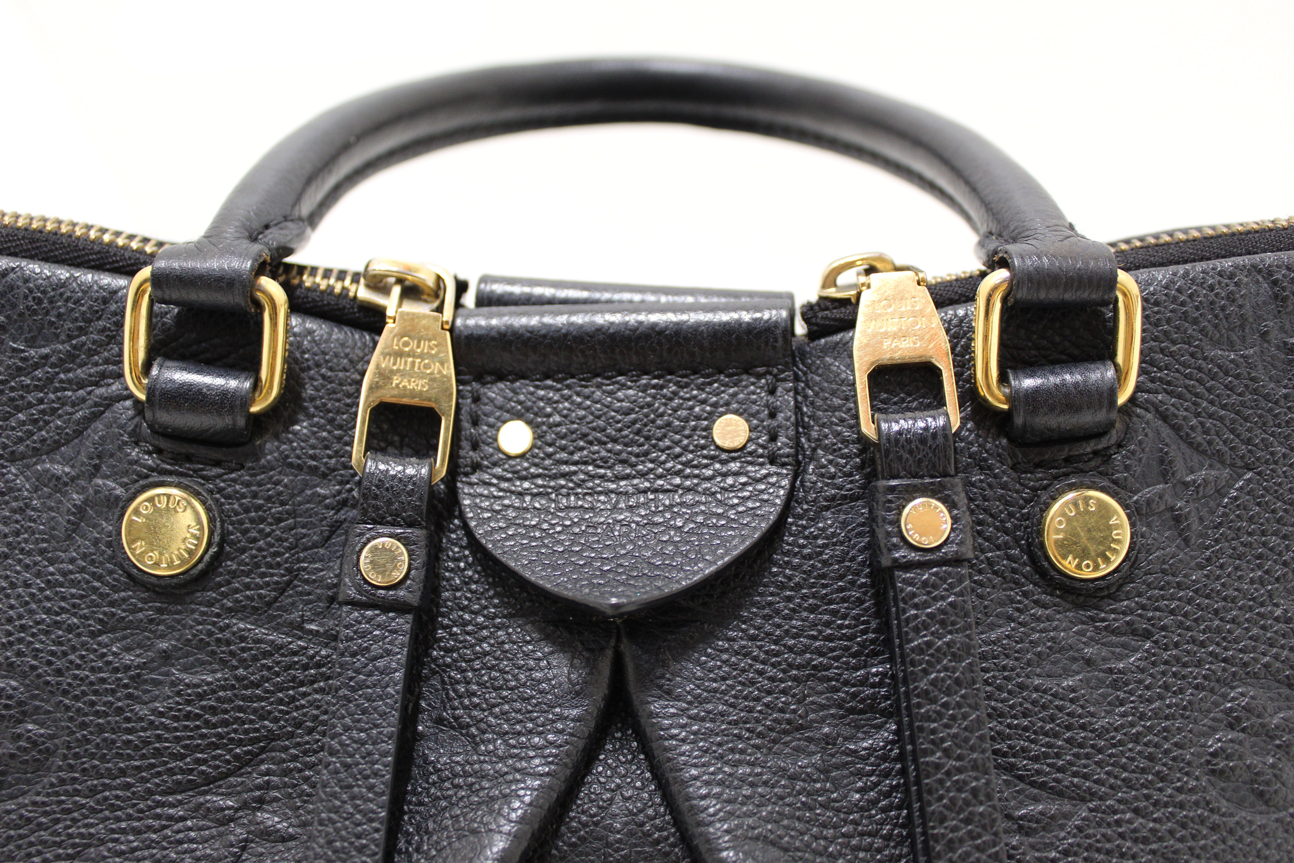 Authentic Louis Vuitton Black Monogram Empreinte Leather Mazarine PM Bag