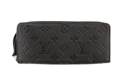 Authentic Louis Vuitton Black Empreinte Leather Clemence Zippy Wallet