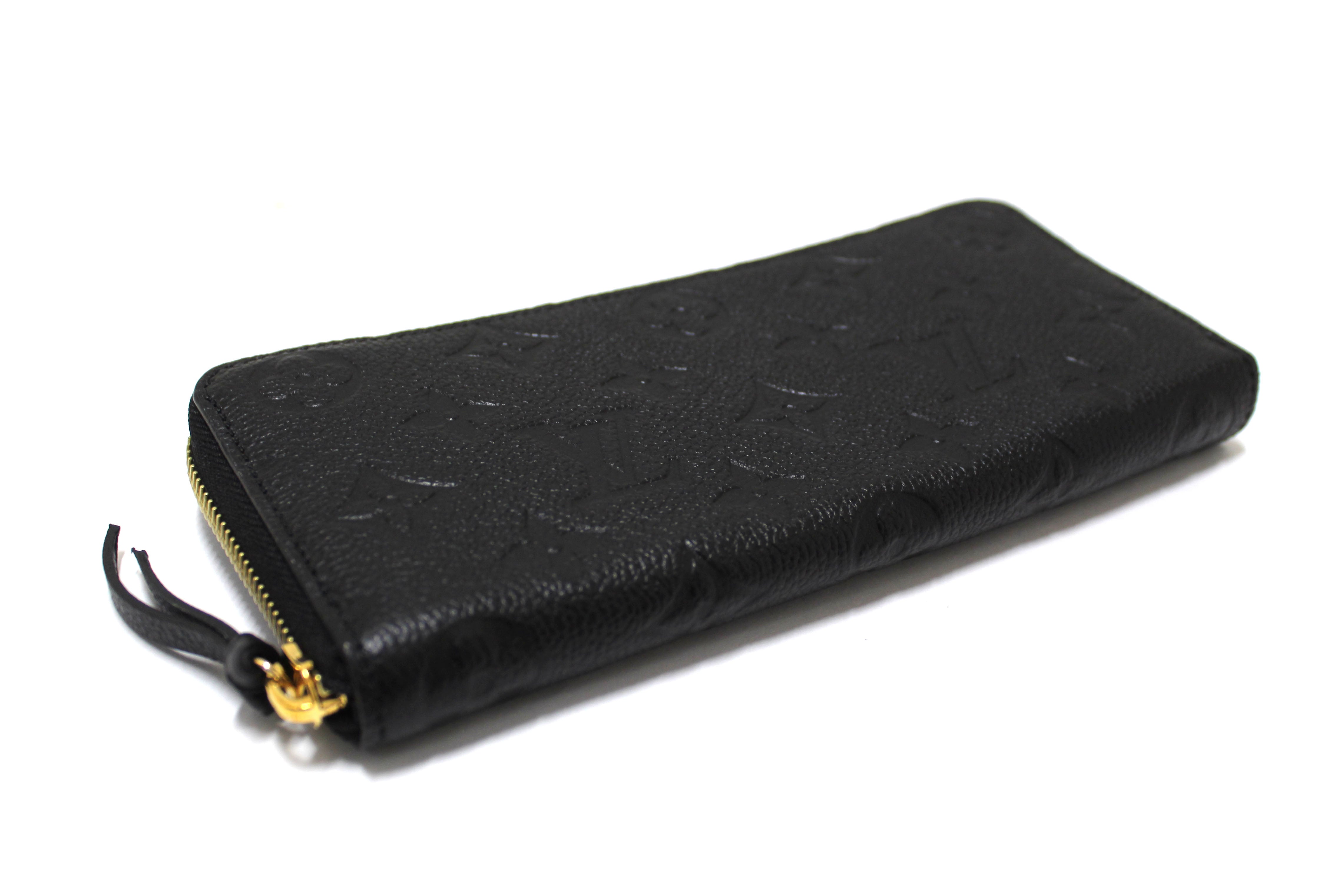 Authentic Louis Vuitton Black Empreinte Leather Clemence Zippy Wallet