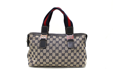Authentic Gucci Vintage Blue GG Canvas Cloth Handbag