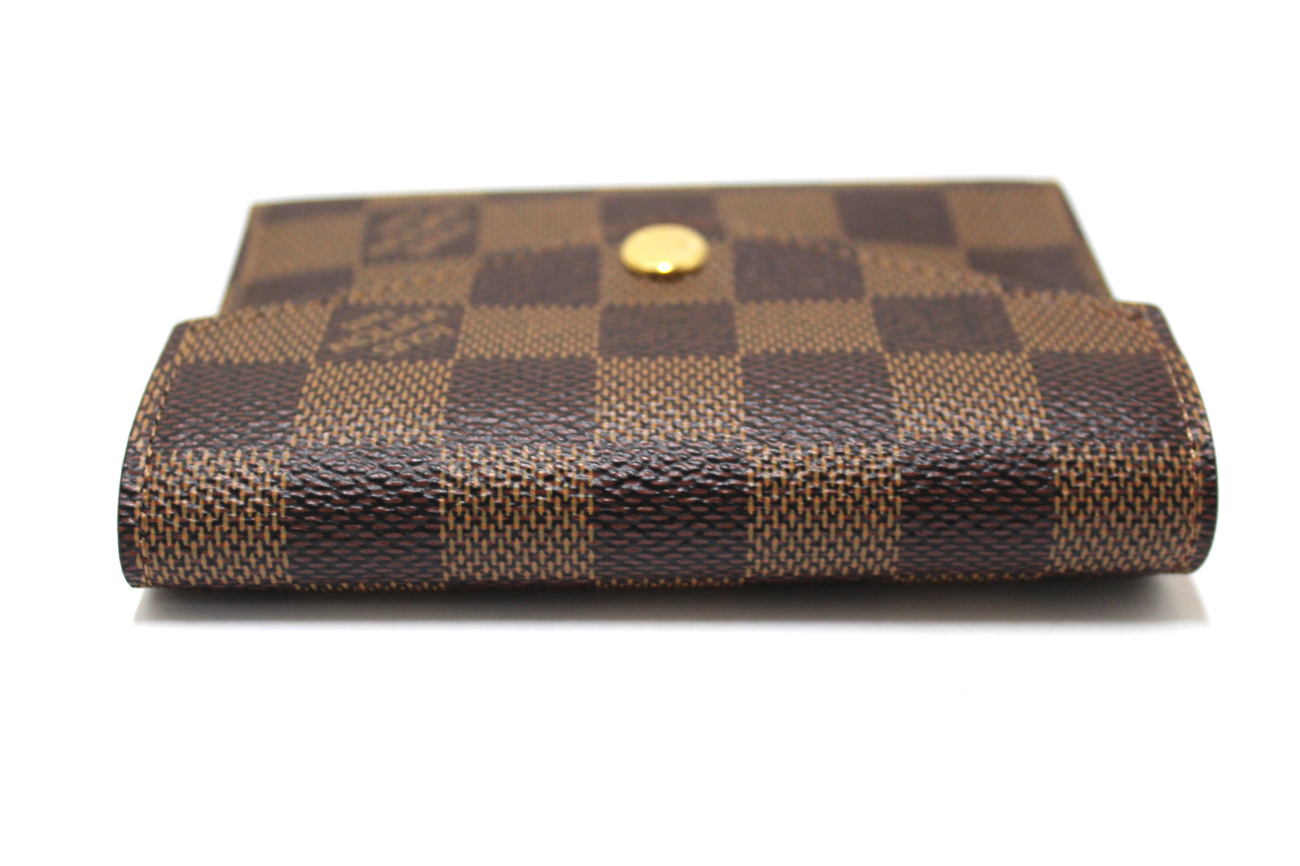 Authentic Louis Vuitton Damier Ebene Victorine with Red Interior Trifold Wallet