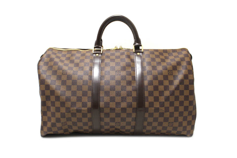 Authentic Louis Vuitton Damier Ebene Keepall 50 Travel Bag