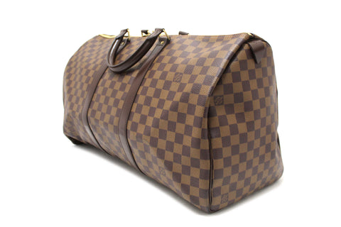 Authentic Louis Vuitton Damier Ebene Keepall 50 Travel Bag