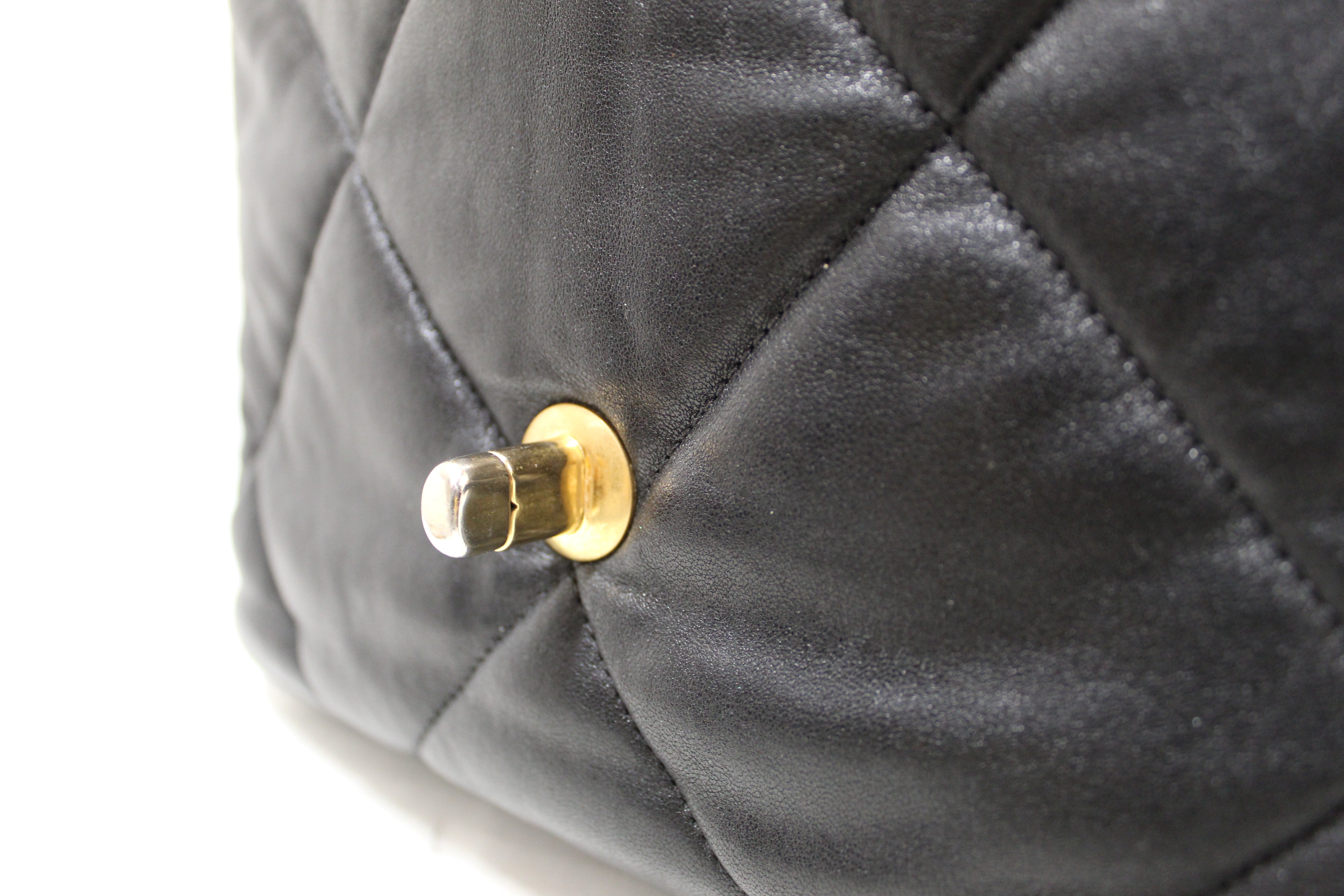 Authentic Chanel 19 Medium Black Quilted Lambskin Leather Shoulder Crossbody Bag