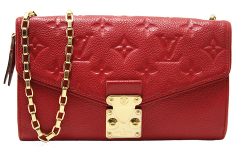 Authentic Louis Vuitton Red Empreinte Leather Saint-Germain Pochette With Chain