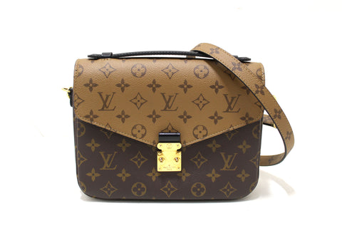 Authentic Louis Vuitton Classic Monogram Reverse Canvas Pochette Metis Bag