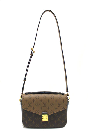 Authentic Louis Vuitton Classic Monogram Reverse Canvas Pochette Metis Bag