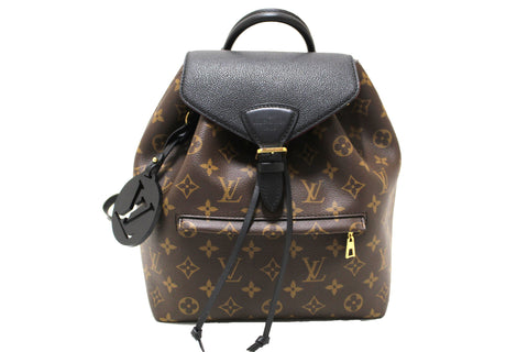 Authentic Louis Vuitton Classic Monogram with Black Leather Montsouris PM Backpack