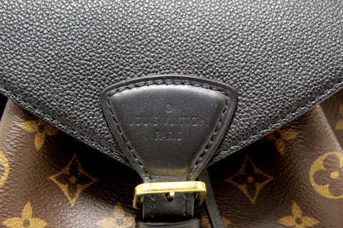 Authentic Louis Vuitton Classic Monogram with Black Leather Montsouris PM Backpack