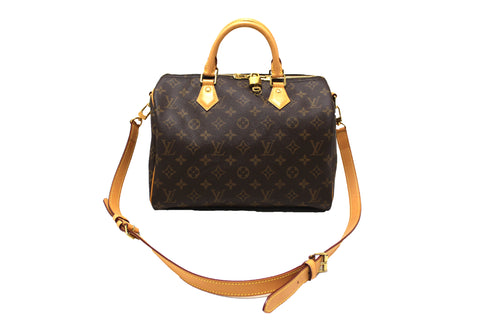 Authentic Louis Vuitton Classic Monogram Speedy 30 Bandouliere Bag