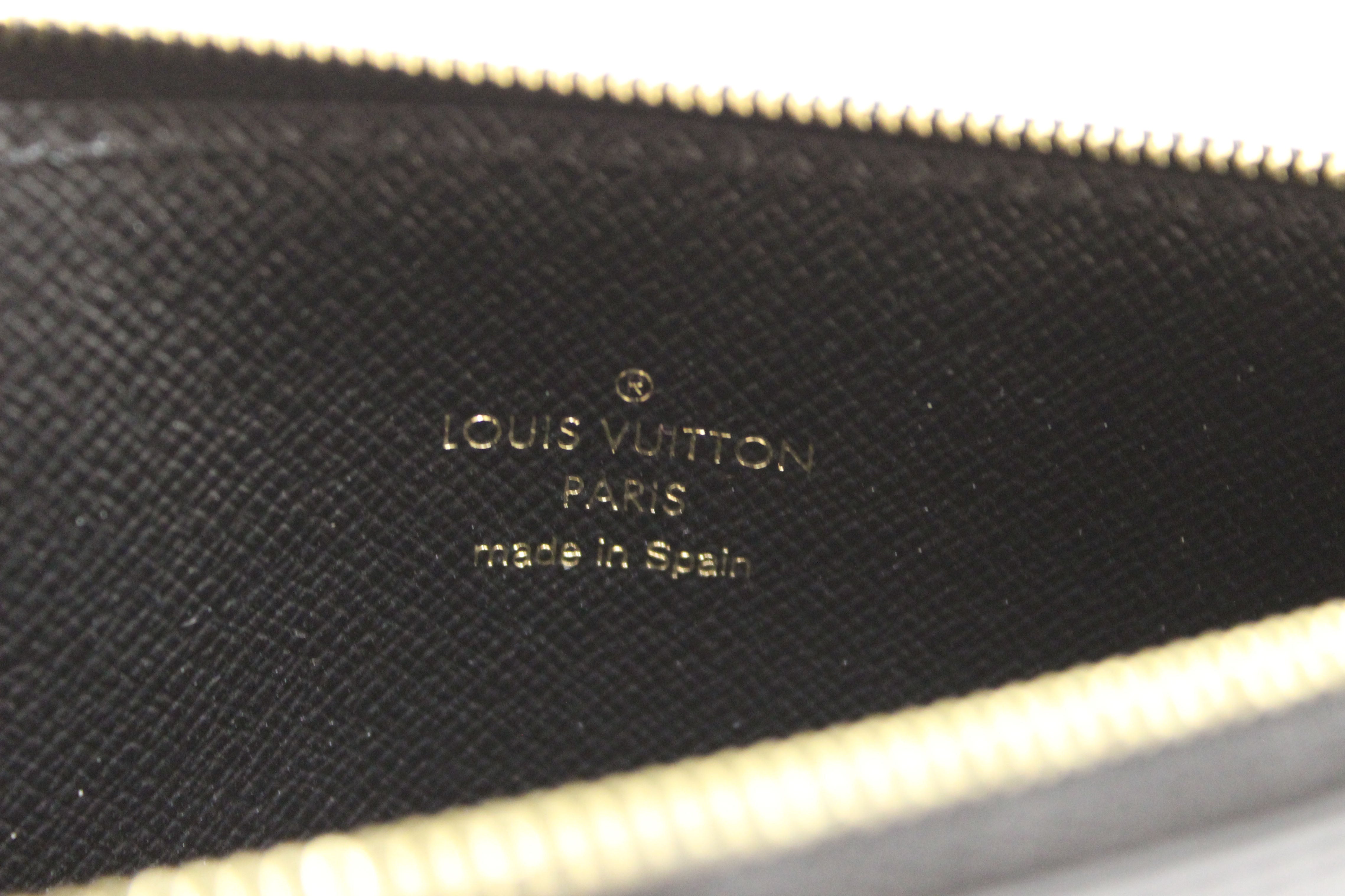 Authentic Louis Vuitton Classic Monogram with Black Leather Slim Purse