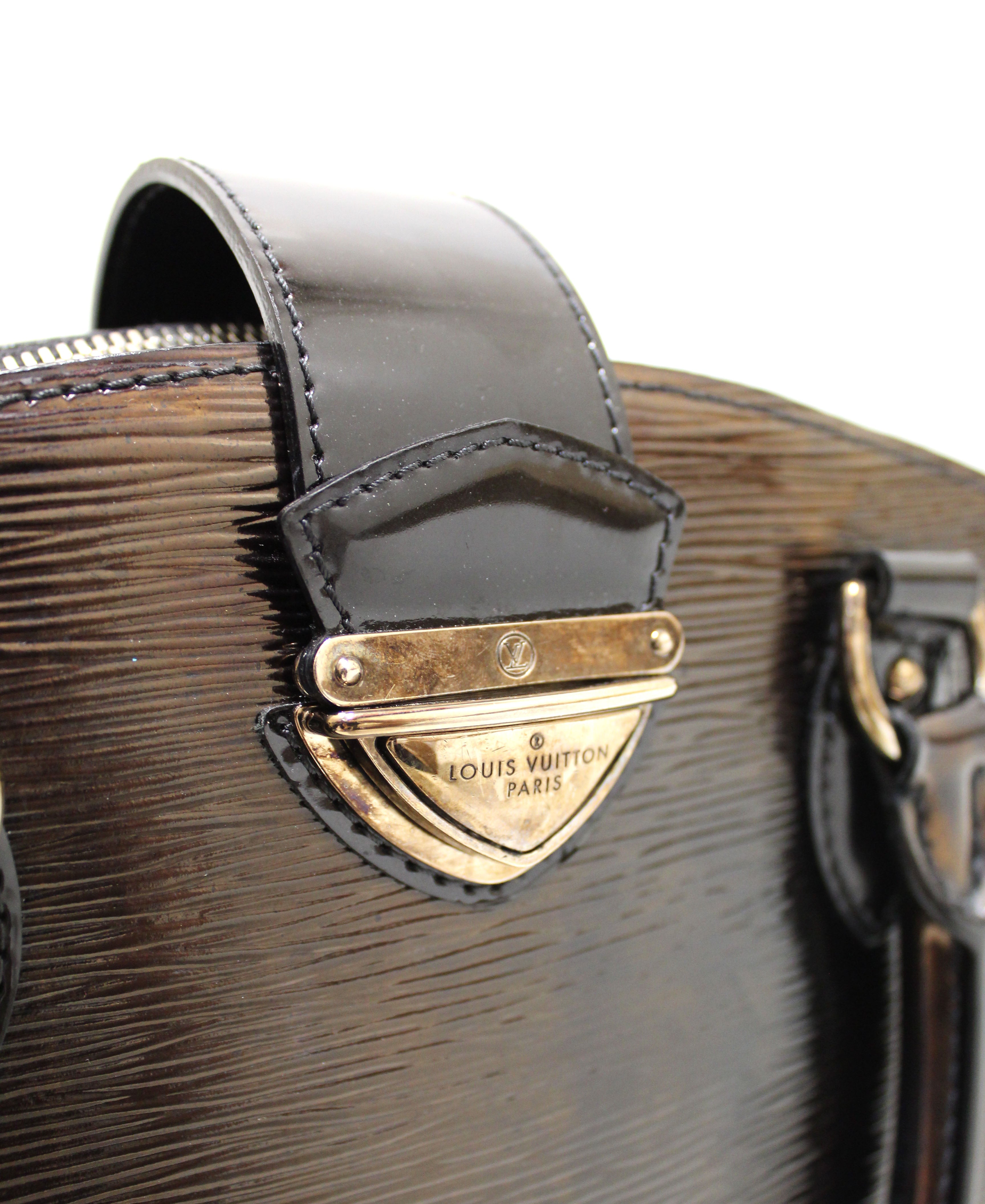 Authentic Louis Vuitton Black Electric Epi Leather Pont-Neuf GM Handbag