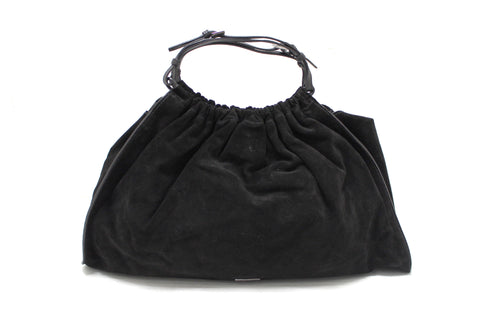 Authentic Gucci Black Suede Leather Hobo Shoulder Bag