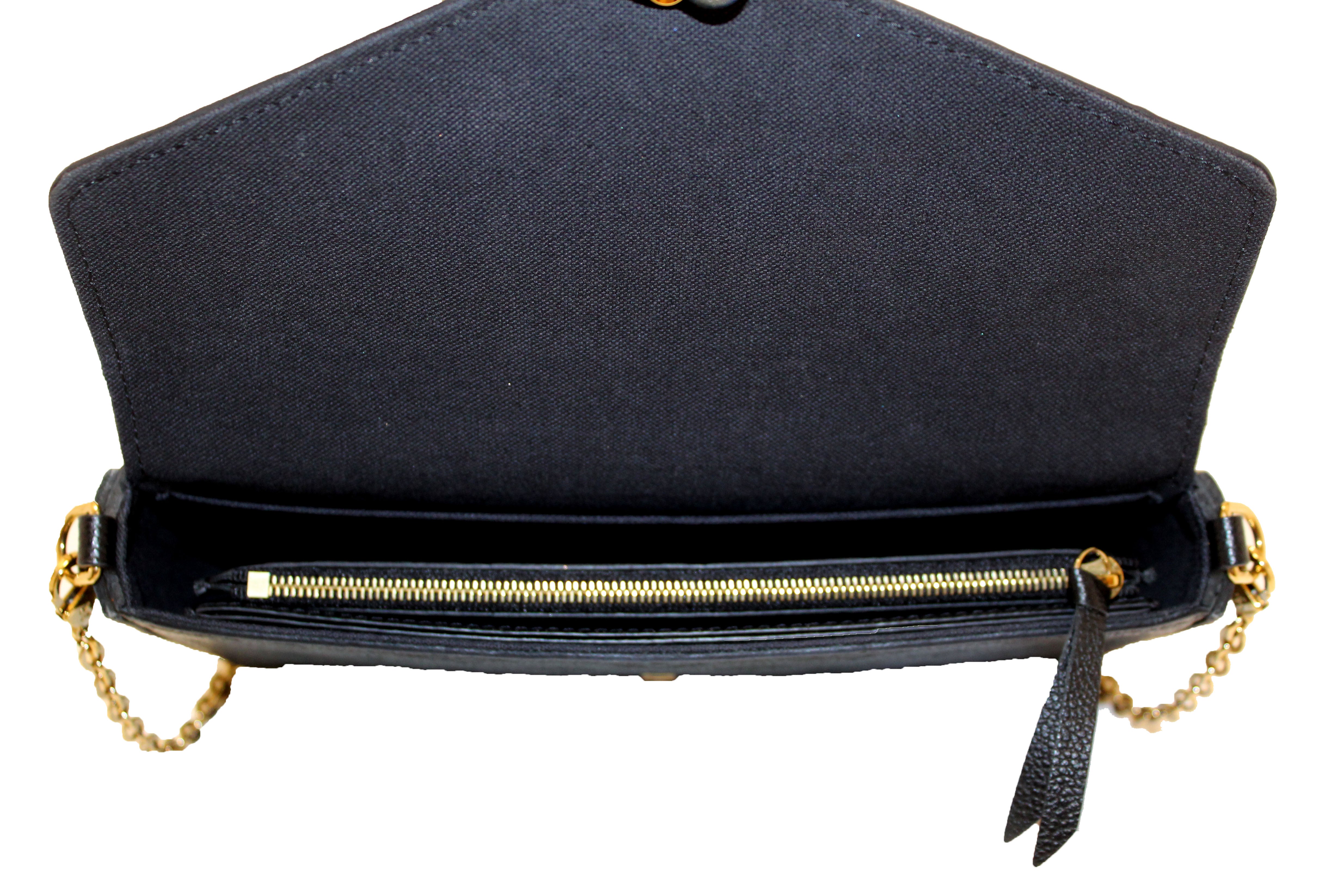 Authentic Louis Vuitton Black Monogram Empreinte Felicie Pochette Bag