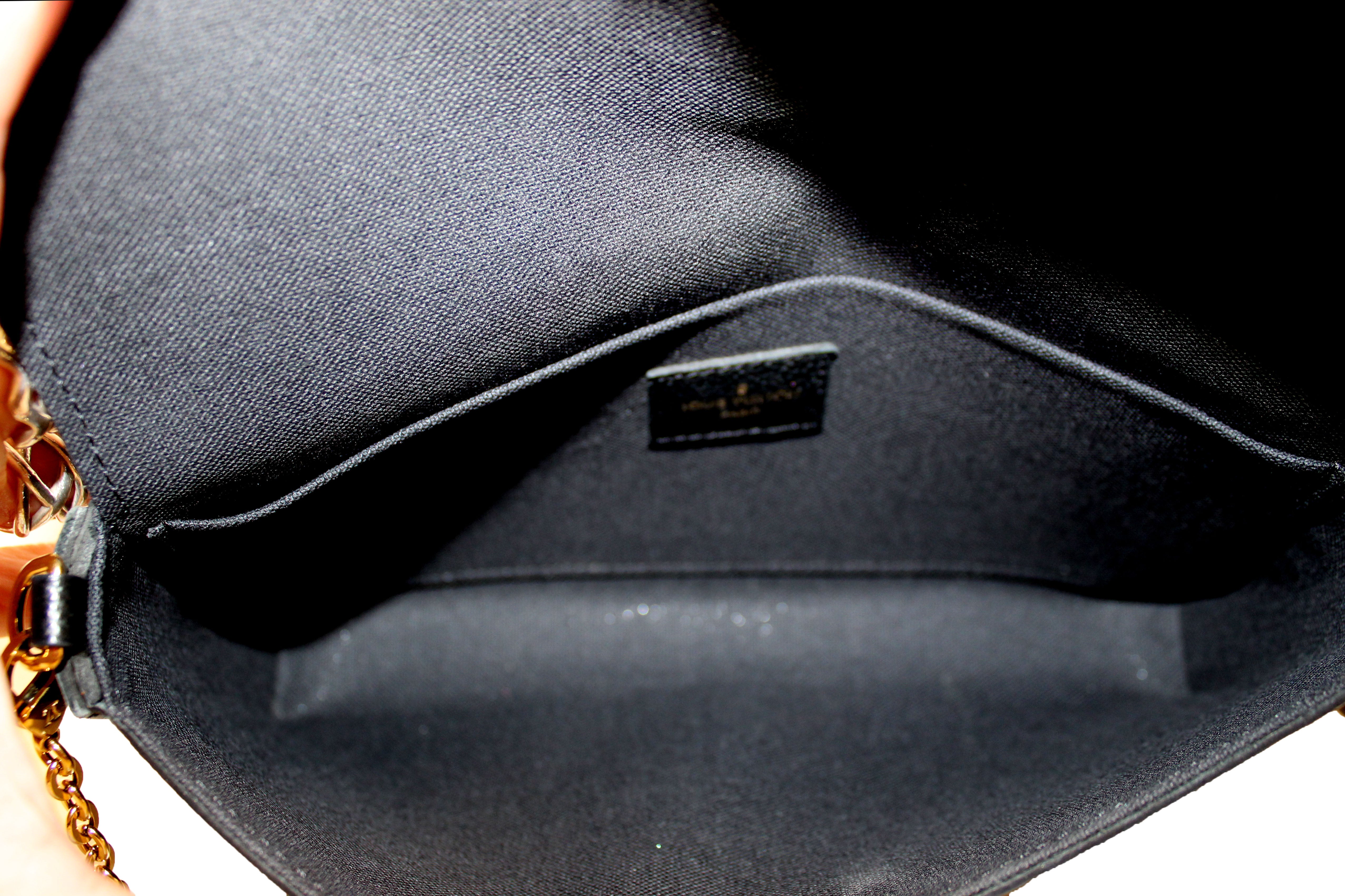 Authentic Louis Vuitton Black Monogram Empreinte Felicie Pochette Bag