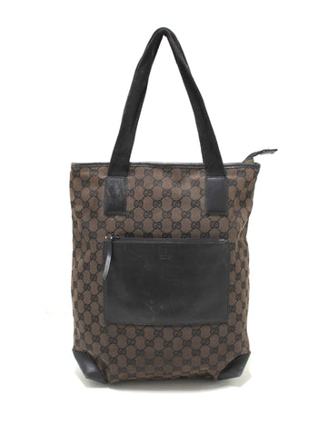 Authentic Gucci Brown GG Fabric Canvas Tote Bag