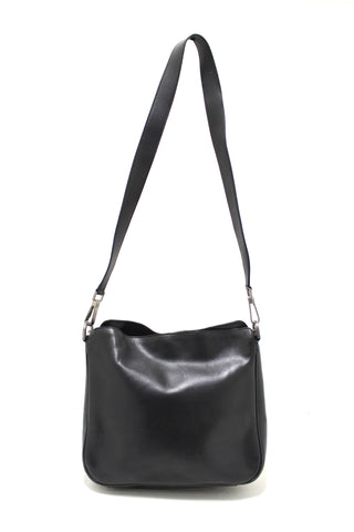 Authentic Gucci Black Leather with Gunmetal Hardware Medium Bamboo Handle Shoulder Bag