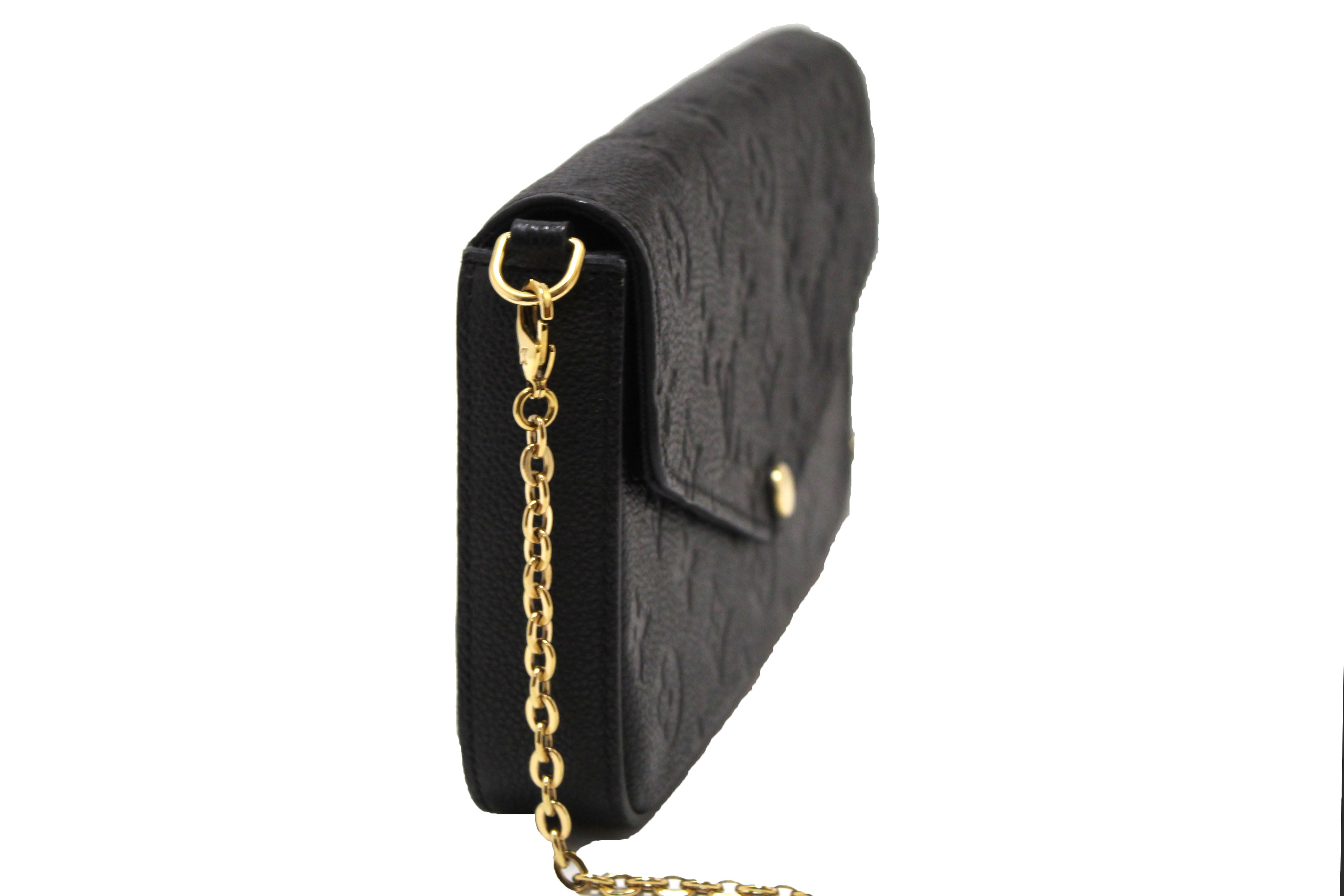 Authentic Louis Vuitton Black Monogram Empreinte Felicie Pochette Bag