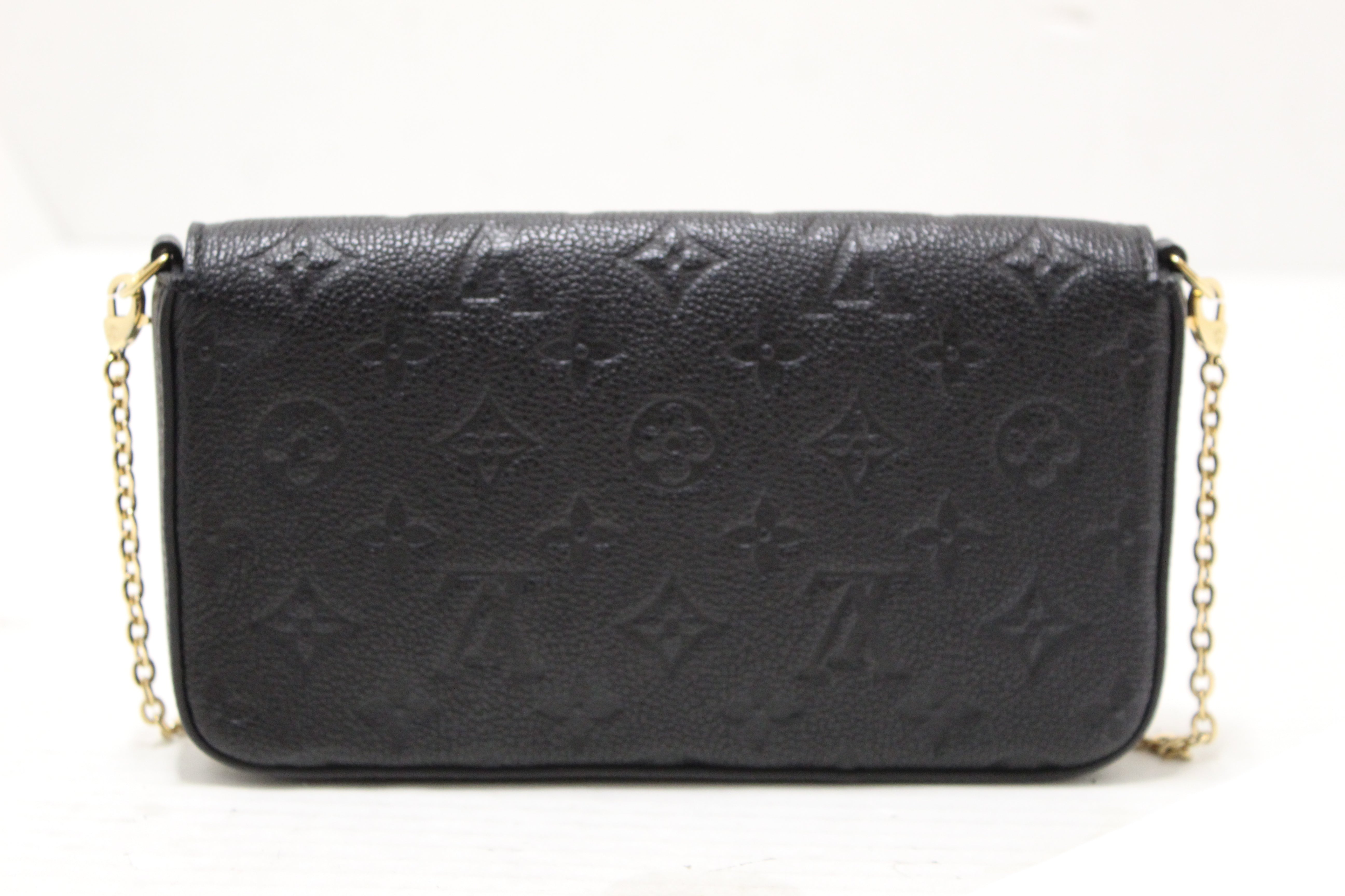 Authentic Louis Vuitton Black Monogram Empreinte Felicie Pochette Bag