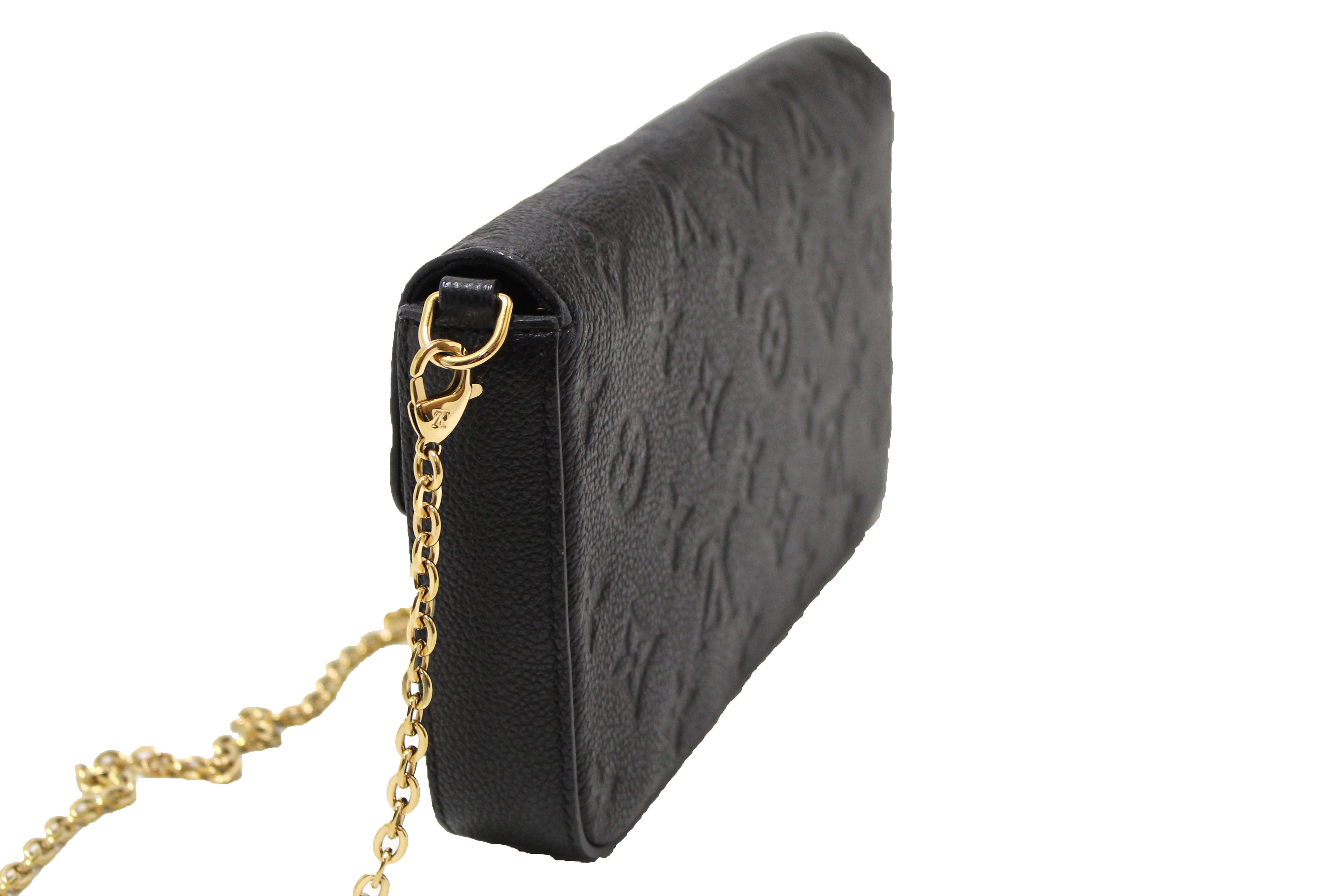 Authentic Louis Vuitton Black Monogram Empreinte Felicie Pochette Bag