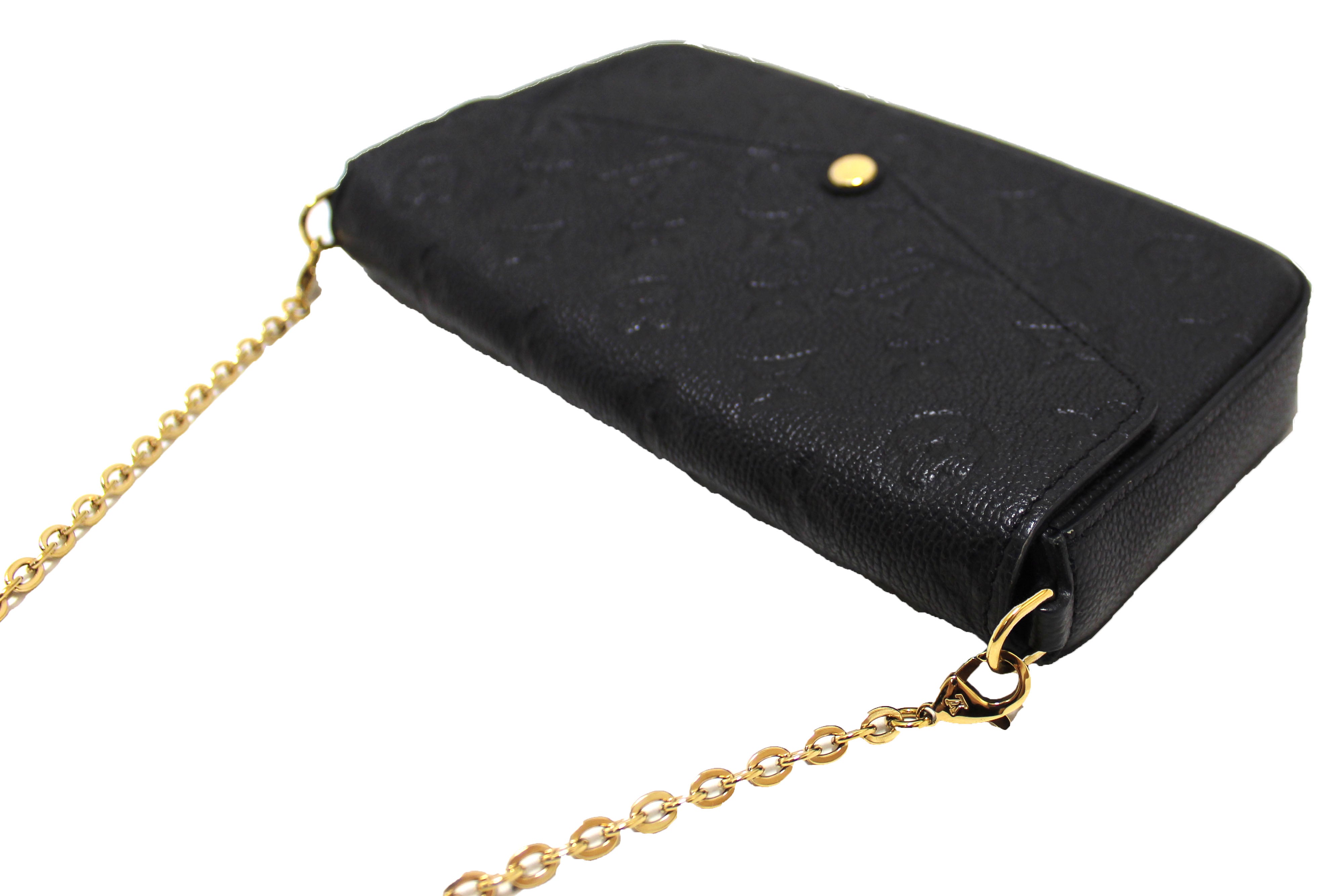 Authentic Louis Vuitton Black Monogram Empreinte Felicie Pochette Bag