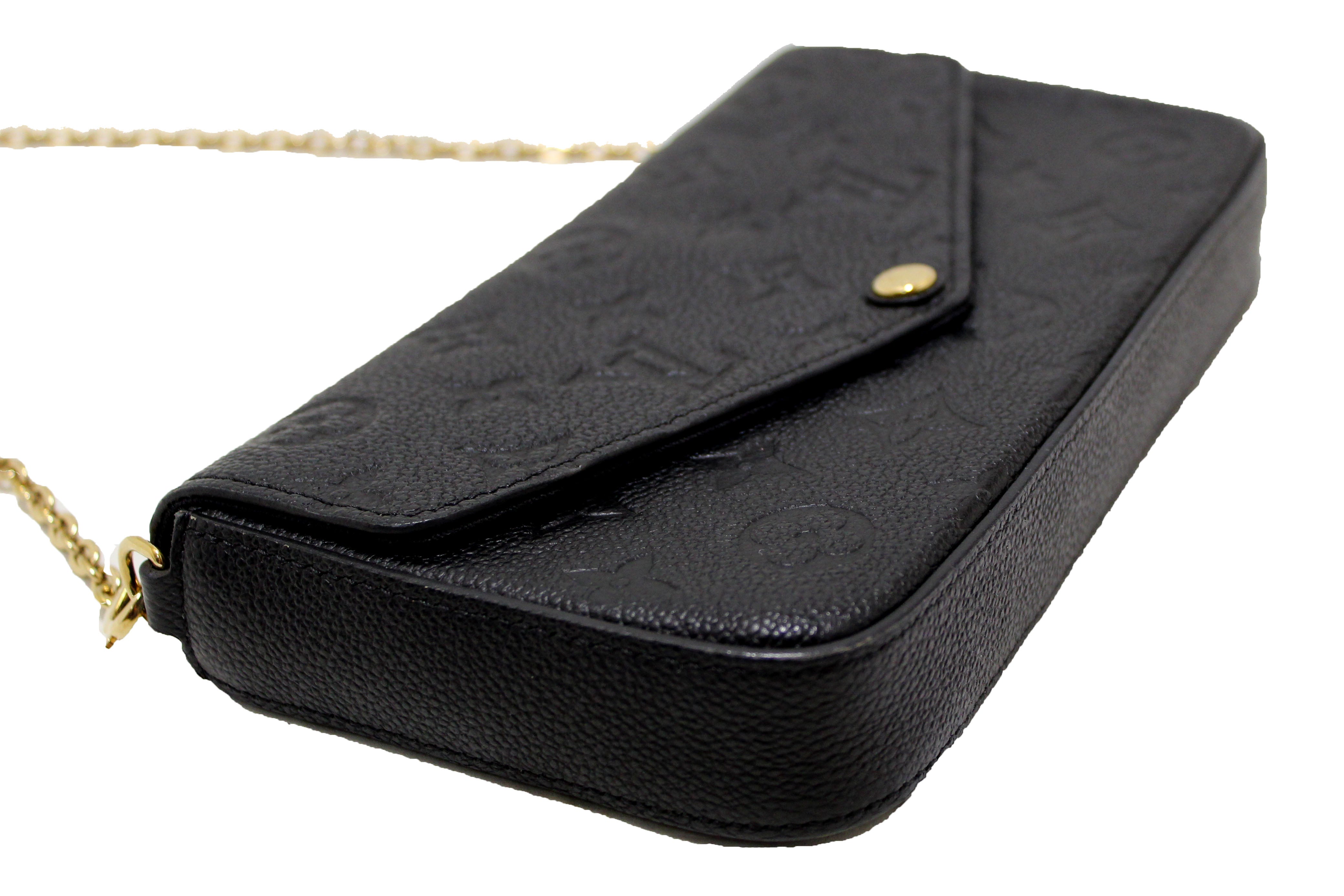 Authentic Louis Vuitton Black Monogram Empreinte Felicie Pochette Bag