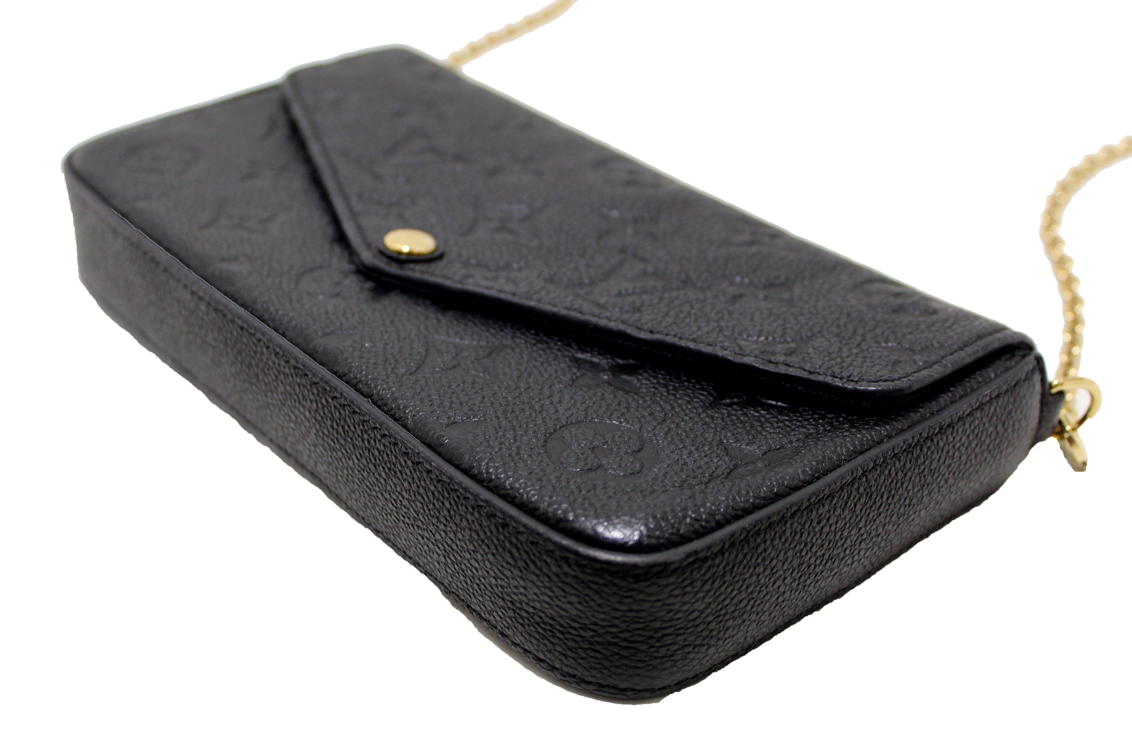Authentic Louis Vuitton Black Monogram Empreinte Felicie Pochette Bag