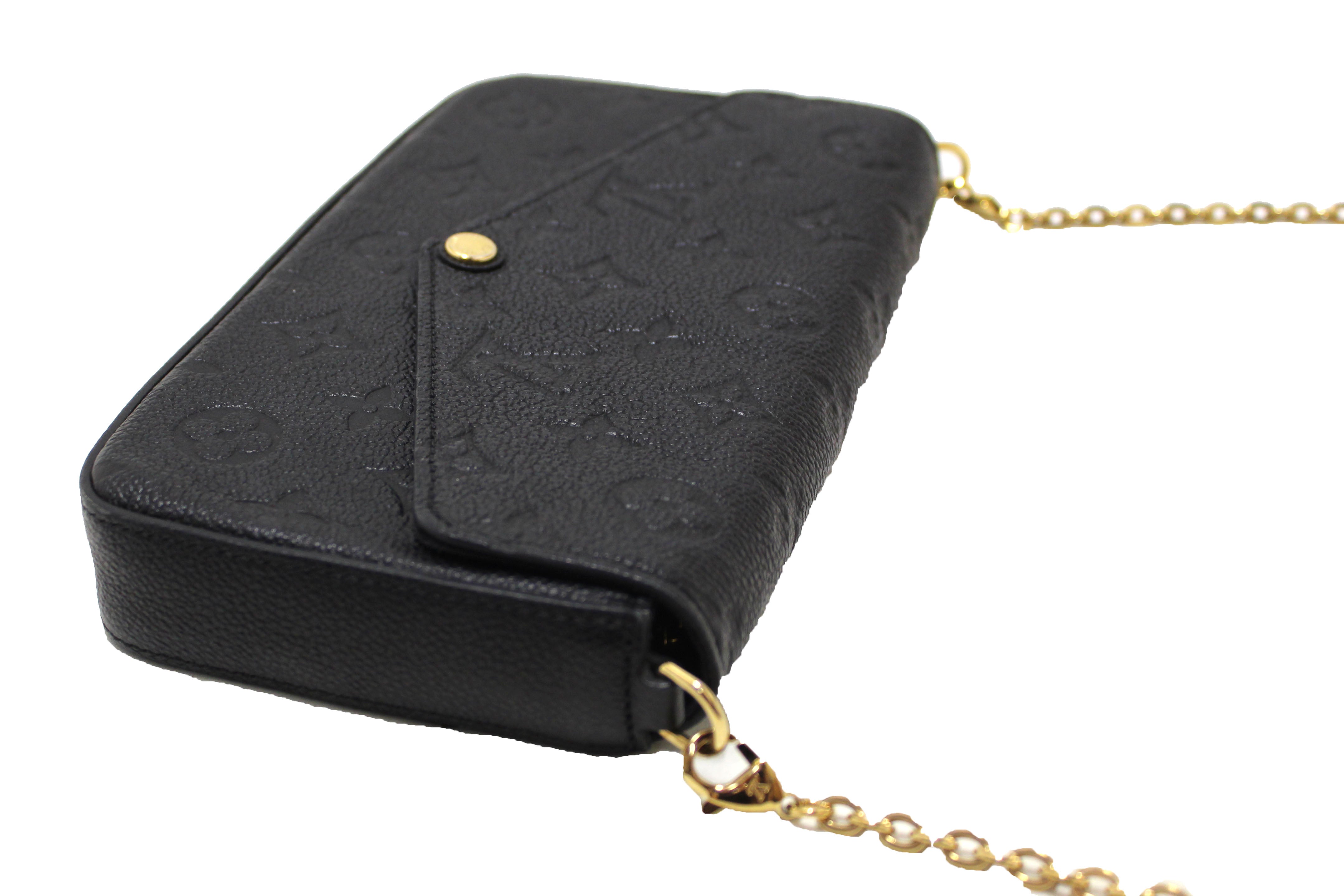 Authentic Louis Vuitton Black Monogram Empreinte Felicie Pochette Bag