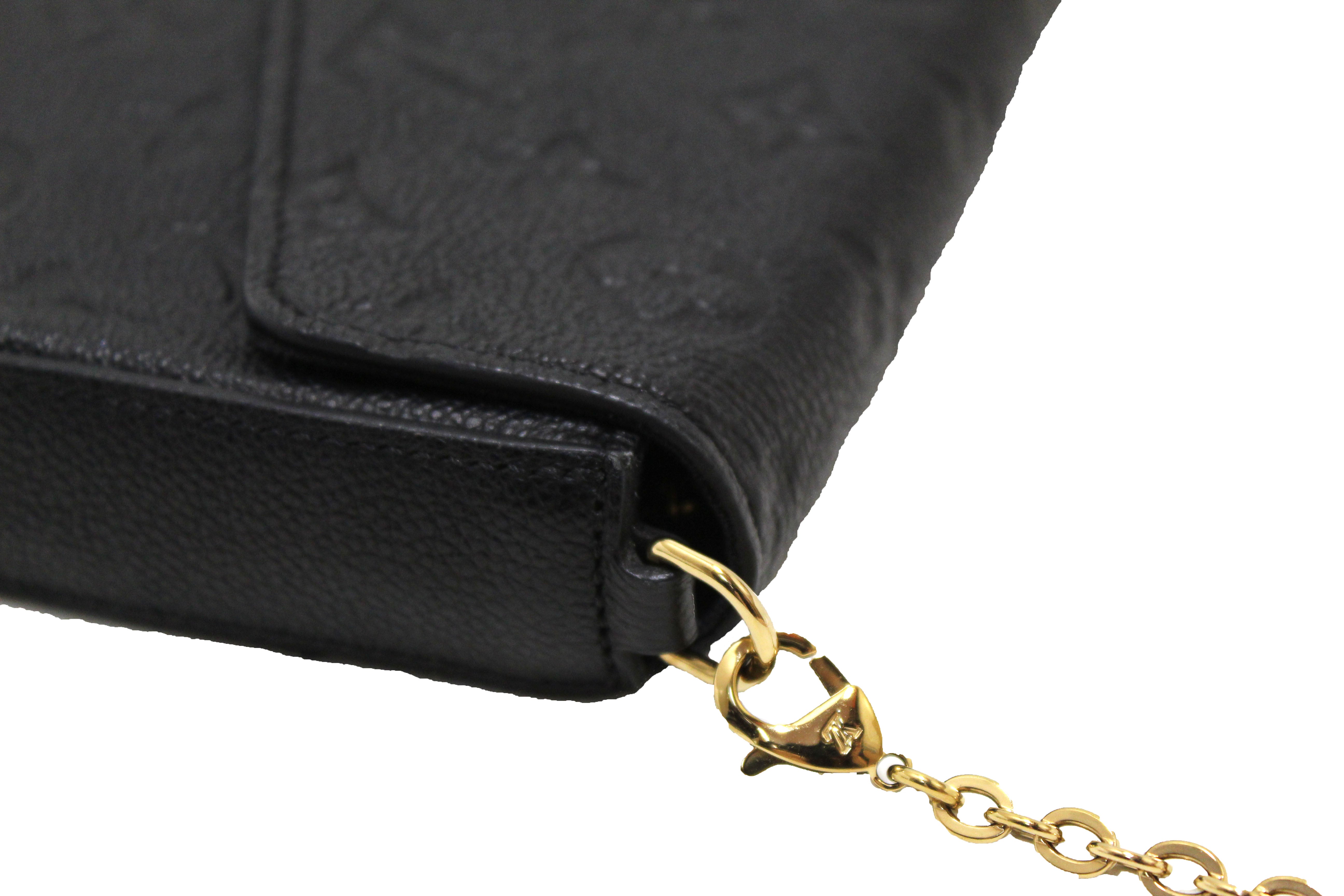 Authentic Louis Vuitton Black Monogram Empreinte Felicie Pochette Bag
