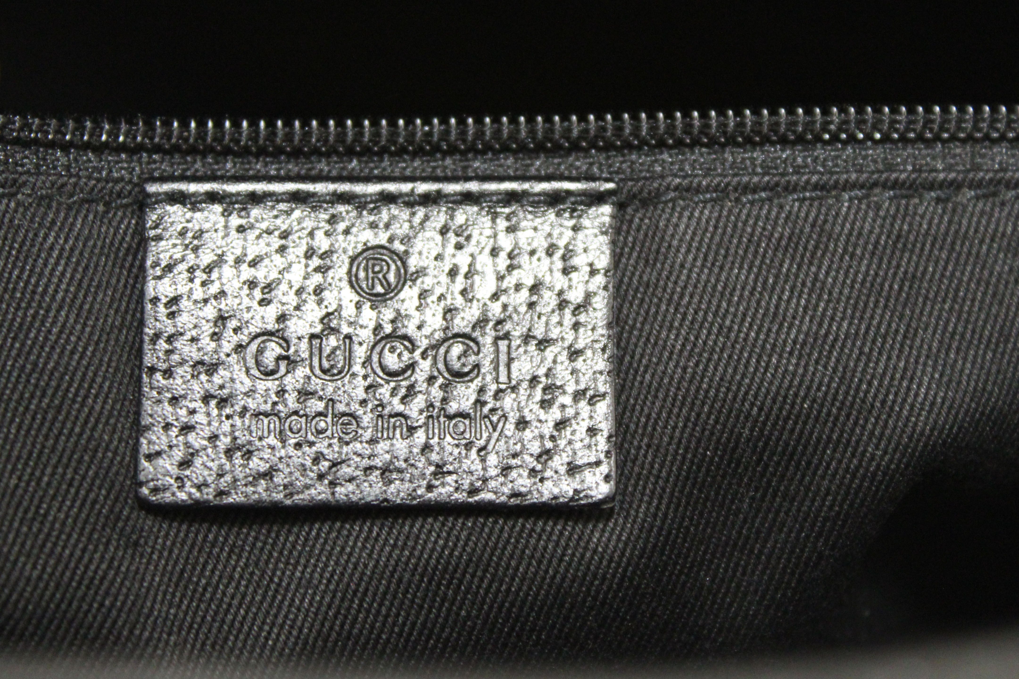 Authentic Gucci Black GG Fabric with Black Leather Trim Messenger Bag