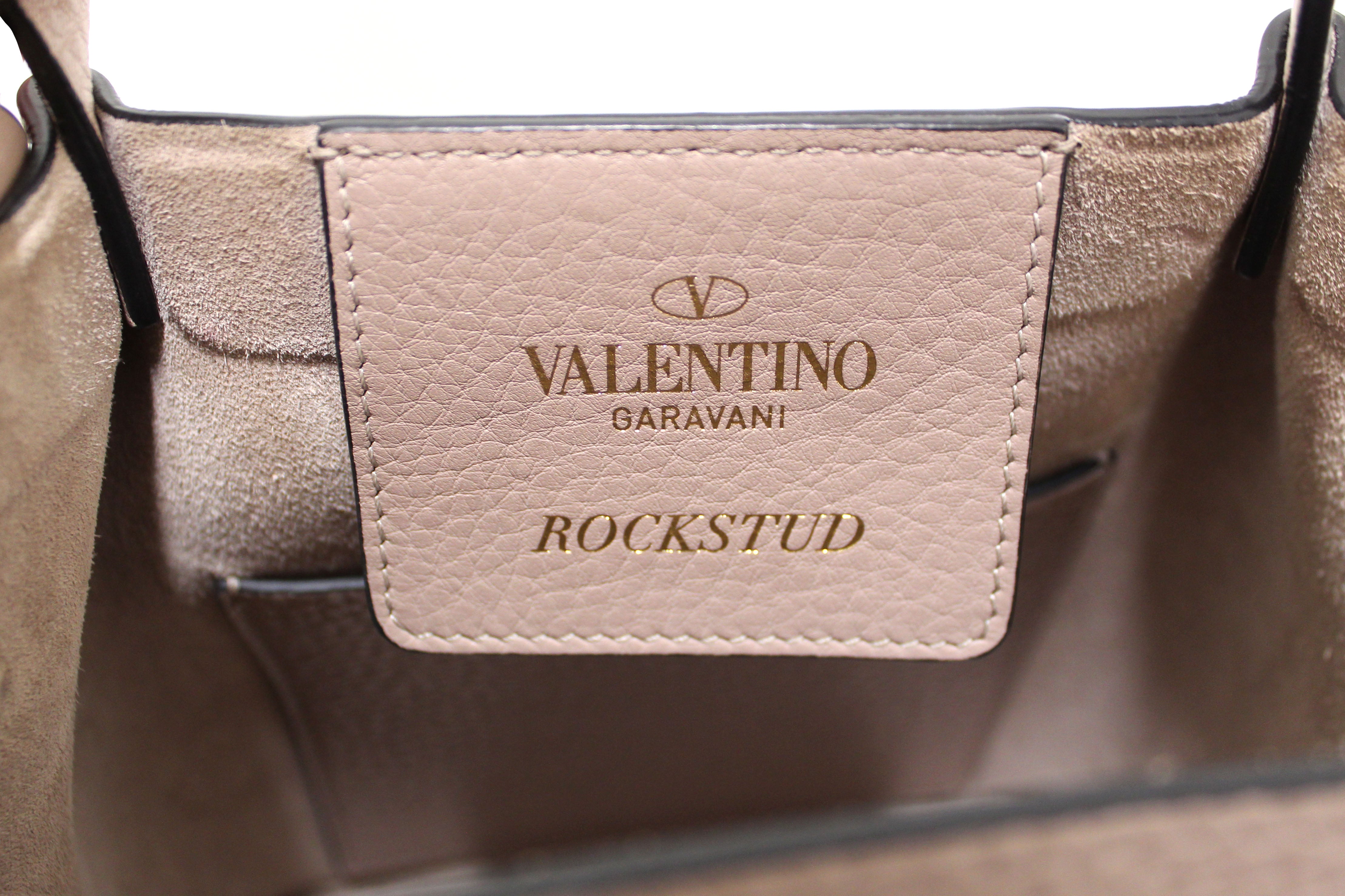 Authentic Valentino Garavani Rockstud Poudre  Grainy Calfskin Leather Shopper